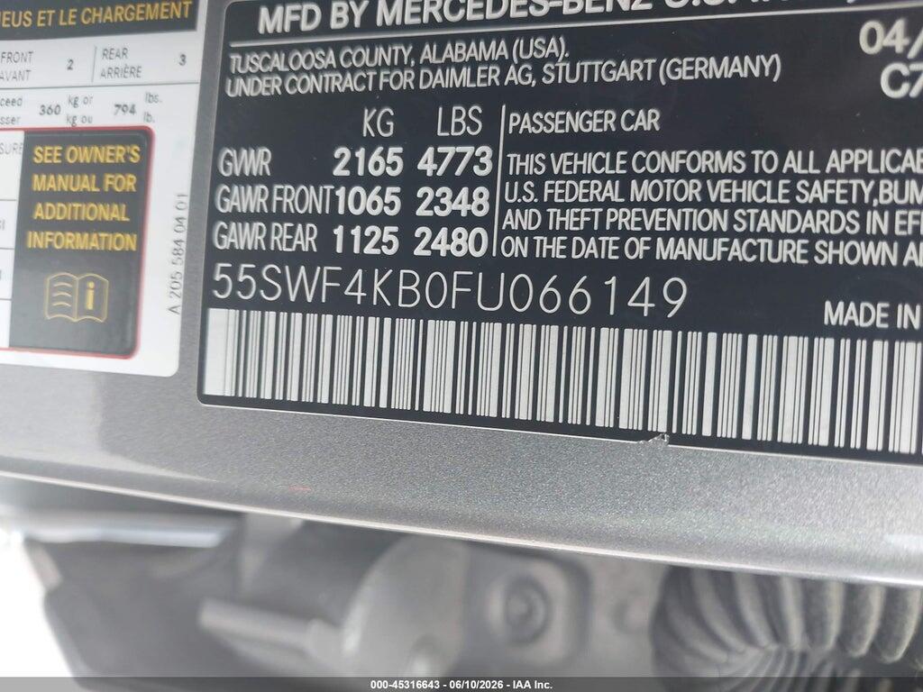 55SWF4KB0FU066149 2015 MERCEDES-BENZ C 300 photo no. 9
