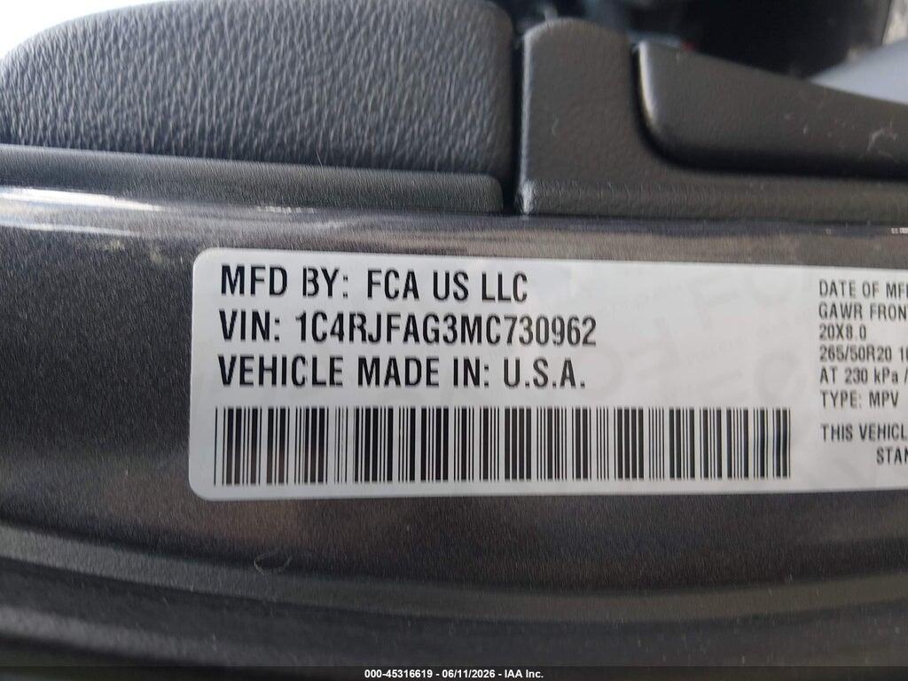 1C4RJFAG3MC730962 2021 JEEP GRAND CHEROKEE photo no. 9