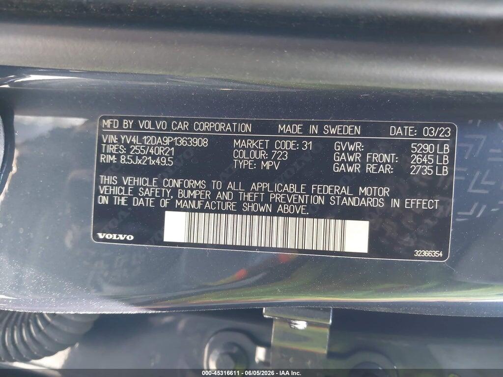 YV4L12DA9P1363908 2023 VOLVO XC60 photo no. 9