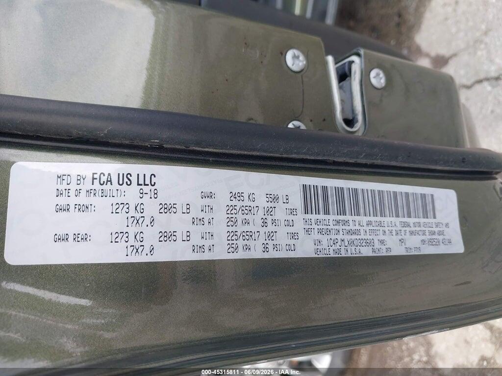 1C4PJMLX0KD323603 2019 JEEP CHEROKEE photo no. 9