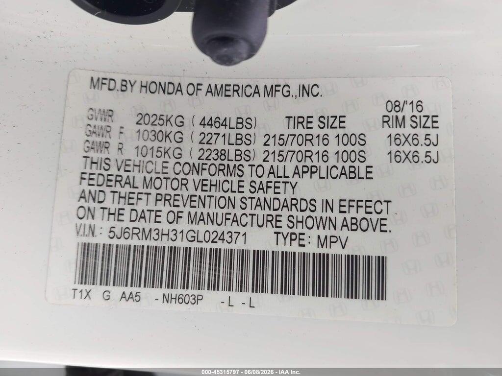 5J6RM3H31GL024371 2016 HONDA CR-V photo no. 9