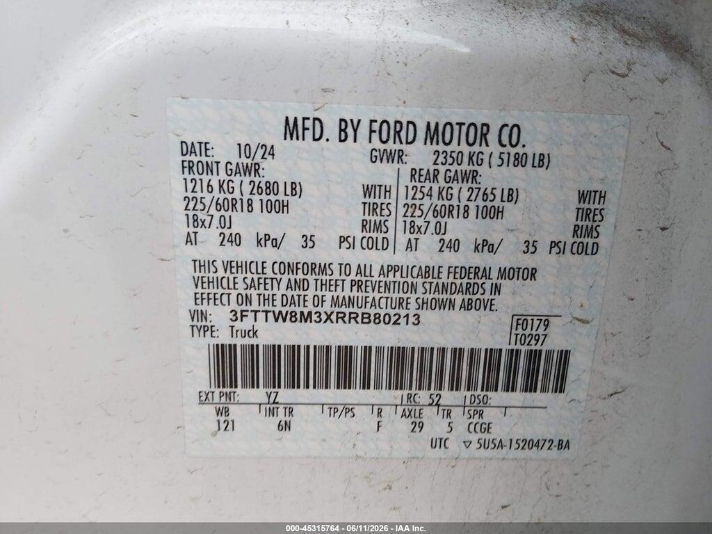 3FTTW8M3XRRB80213 2024 FORD MAVERICK photo no. 9