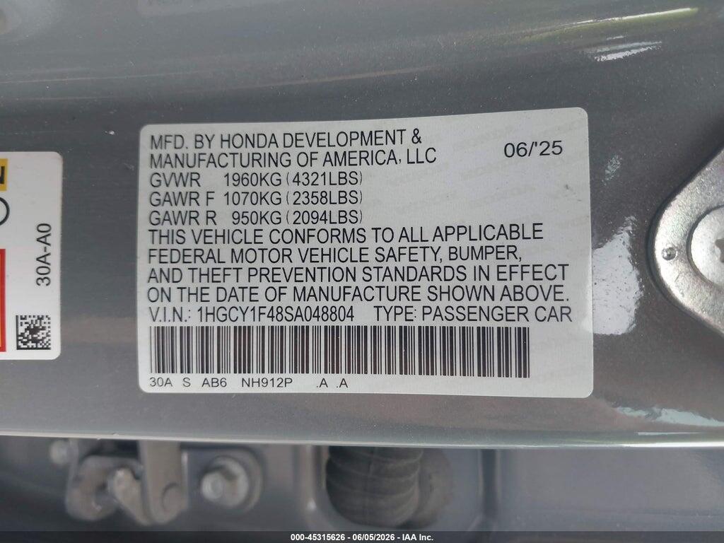 1HGCY1F48SA048804 2025 HONDA ACCORD photo no. 9