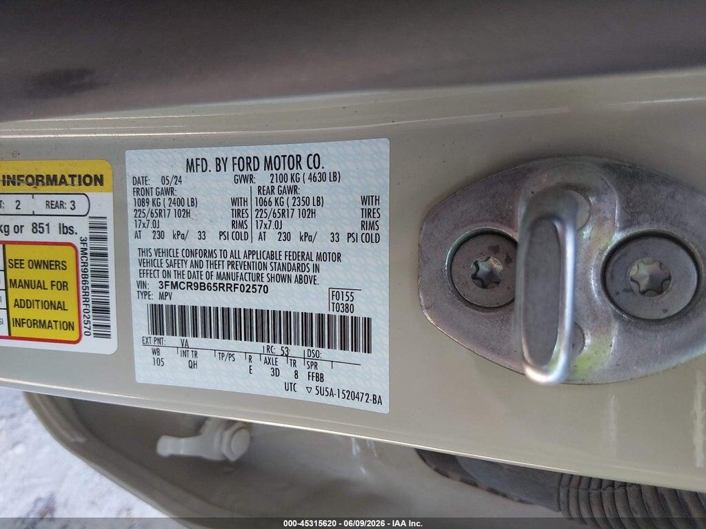 3FMCR9B65RRF02570 2024 FORD BRONCO SPORT photo no. 9