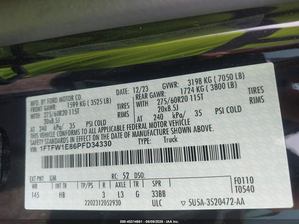 1FTFW1E86PFD34330 2023 FORD F-150 photo no. 9