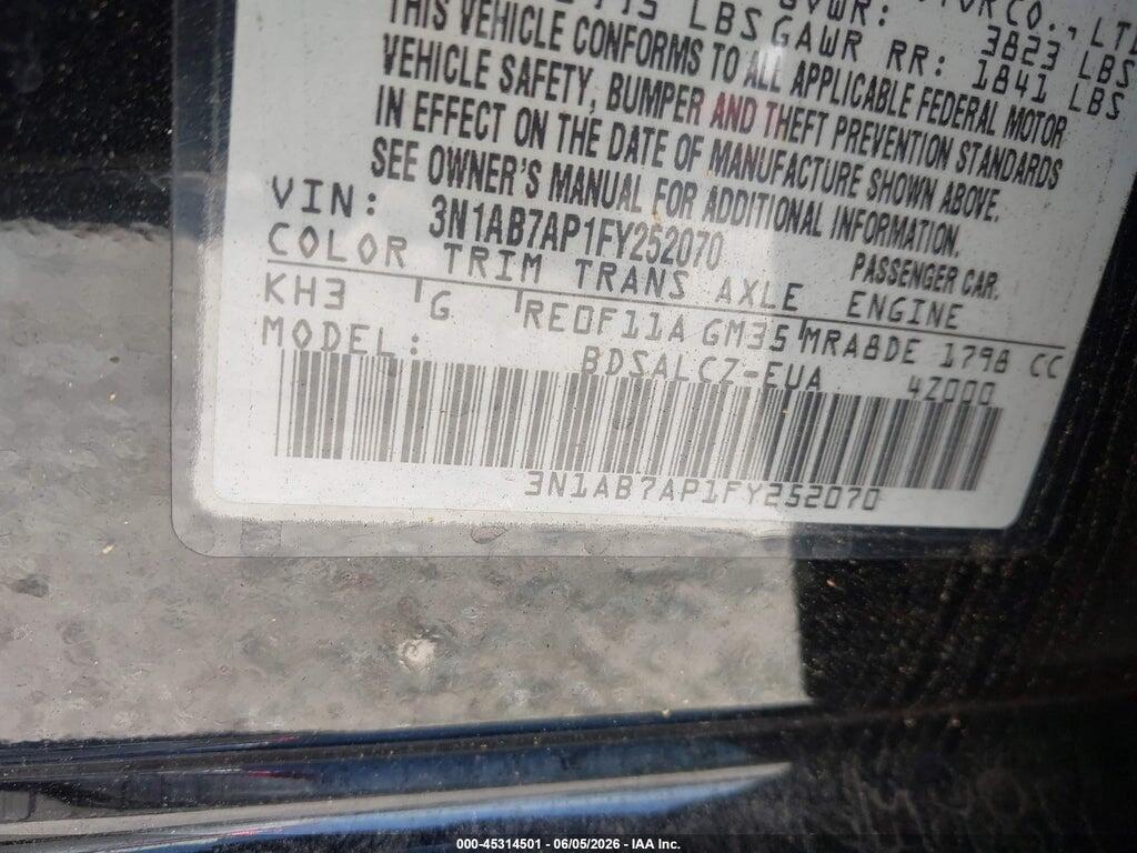 3N1AB7AP1FY252070 2015 NISSAN SENTRA photo no. 9