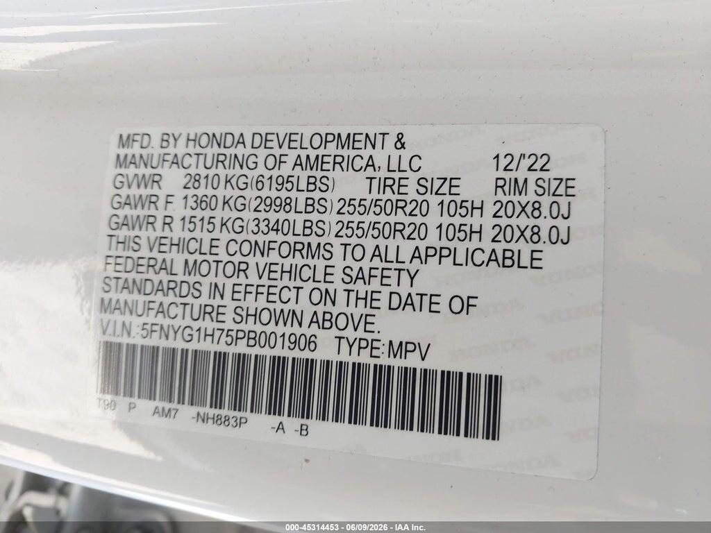 5FNYG1H75PB001906 2023 HONDA PILOT photo no. 9
