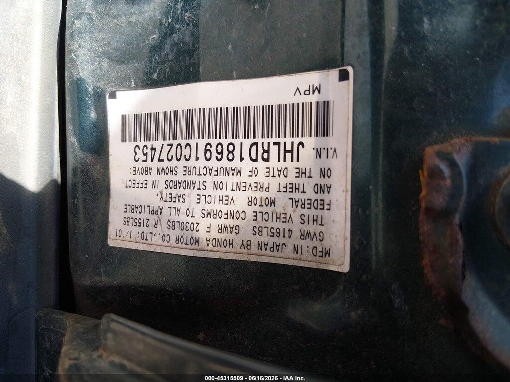 JHLRD18691C027453 2001 HONDA CR-V photo no. 9