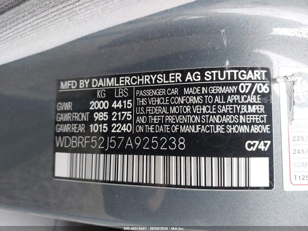 WDBRF52J57A925238 2007 MERCEDES-BENZ C 230 photo no. 9