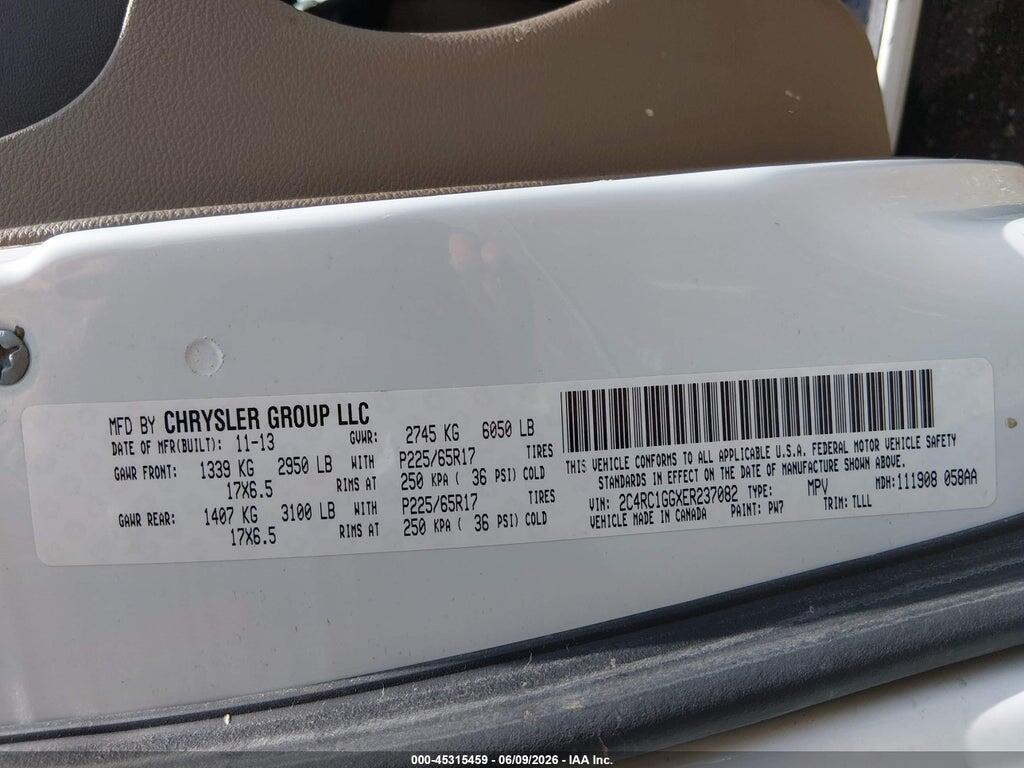2C4RC1GGXER237082 2014 CHRYSLER TOWN & COUNTRY photo no. 9