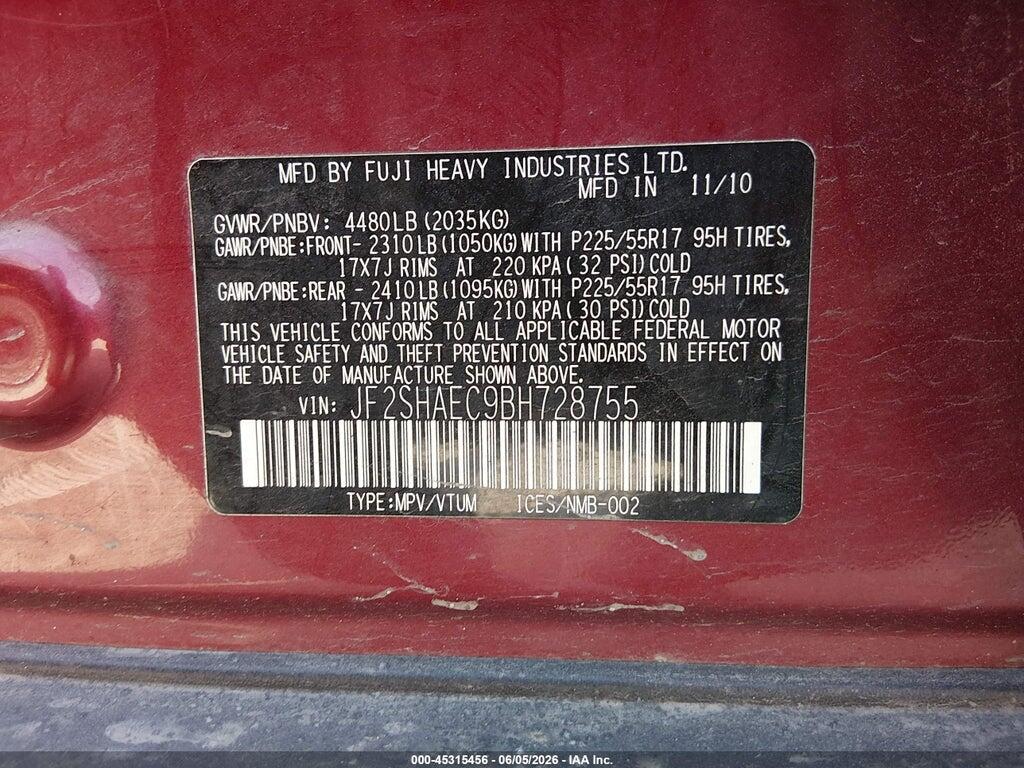JF2SHAEC9BH728755 2011 SUBARU FORESTER photo no. 9