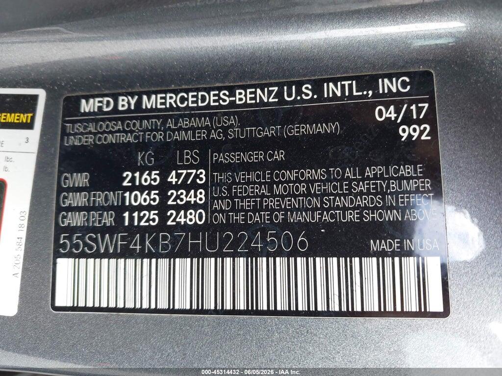 55SWF4KB7HU224506 2017 MERCEDES-BENZ C 300 photo no. 9