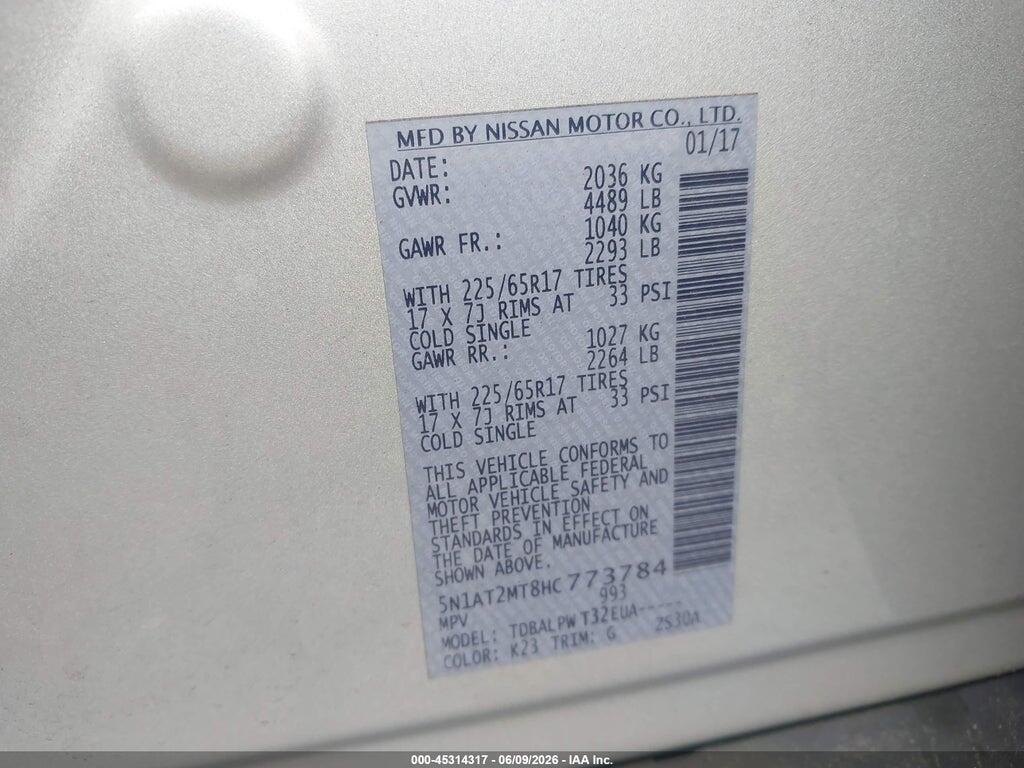 5N1AT2MT8HC773784 2017 NISSAN ROGUE photo no. 9
