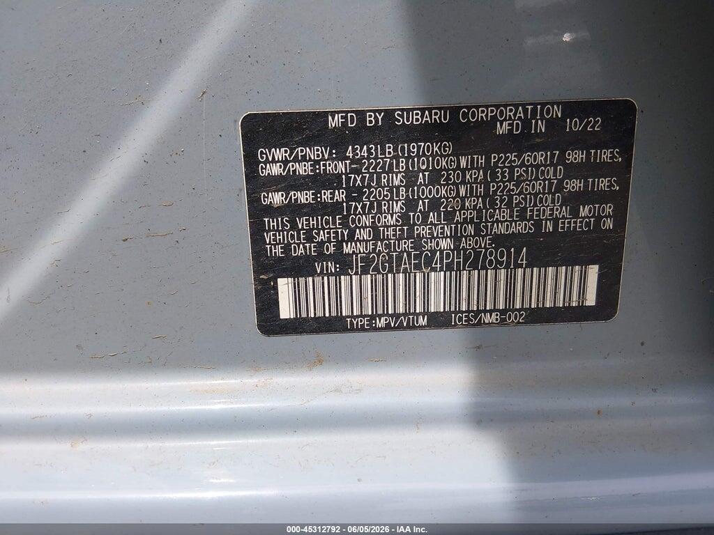 JF2GTAEC4PH278914 2023 SUBARU CROSSTREK photo no. 9