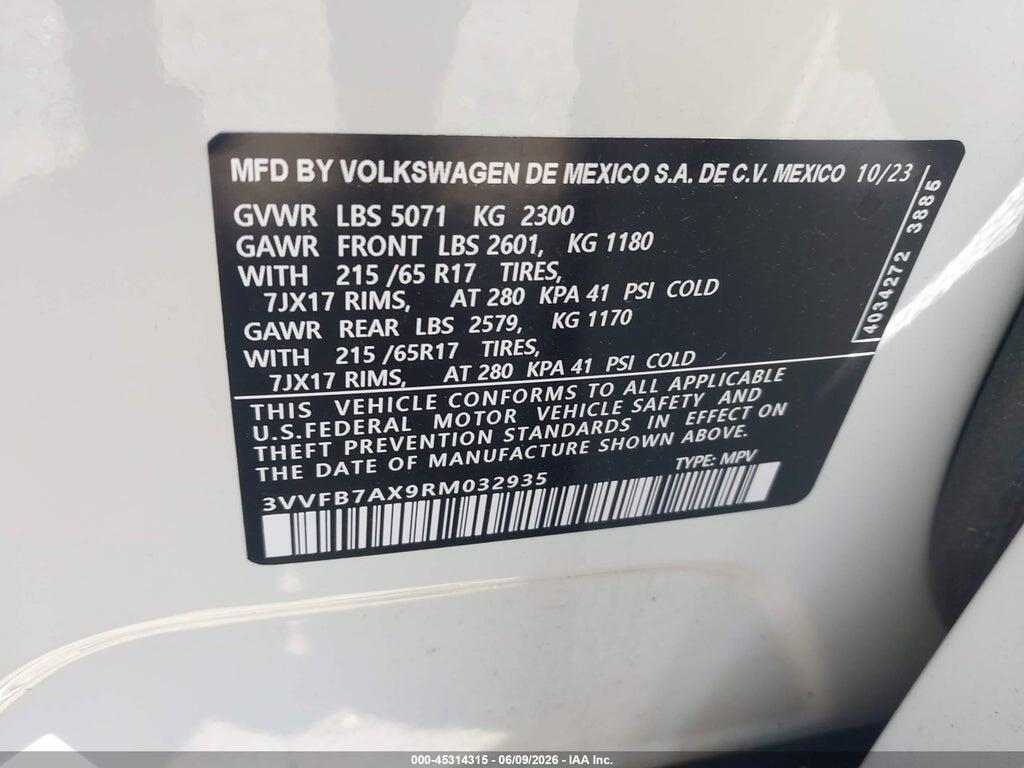 3VVFB7AX9RM032935 2024 VOLKSWAGEN TIGUAN photo no. 9