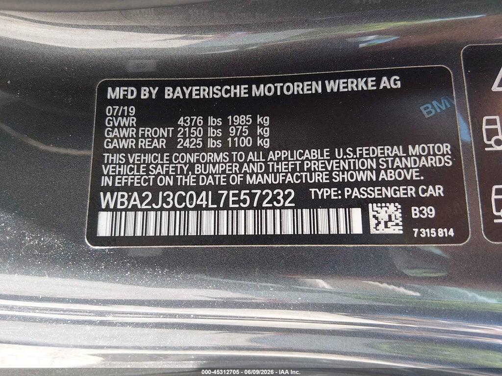 WBA2J3C04L7E57232 2020 BMW 230I photo no. 9