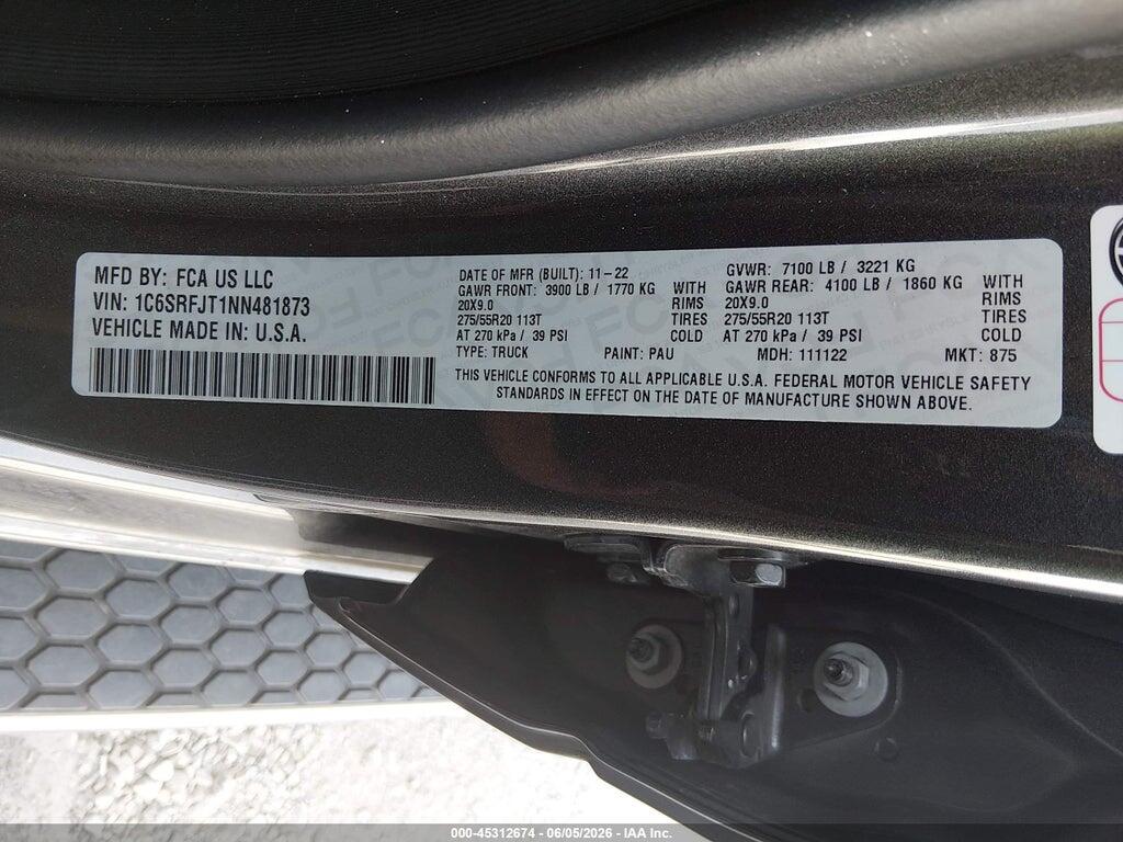 1C6SRFJT1NN481873 2022 RAM 1500 photo no. 9