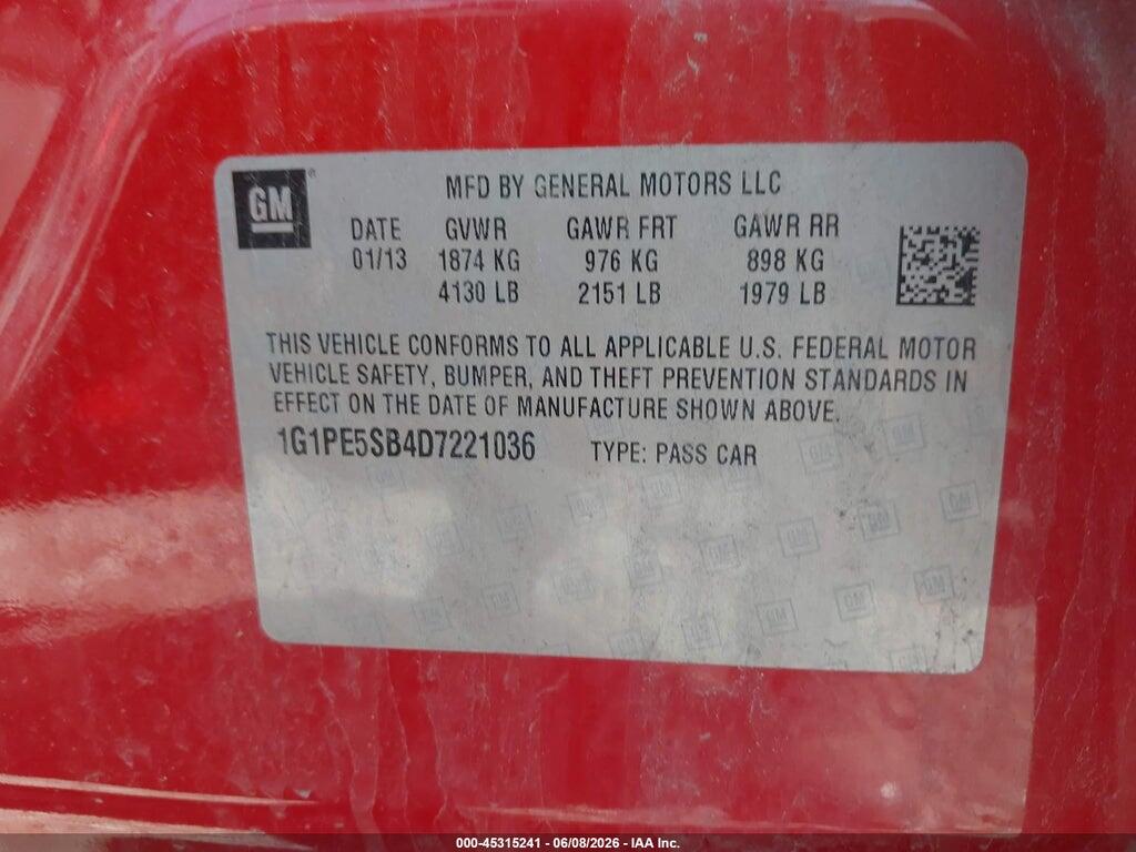 1G1PE5SB4D7221036 2013 CHEVROLET CRUZE photo no. 9