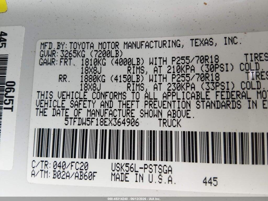 5TFDW5F18EX364906 2014 TOYOTA TUNDRA photo no. 9