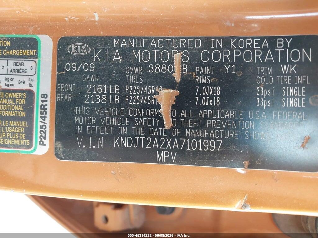 KNDJT2A2XA7101997 2010 KIA SOUL photo no. 9
