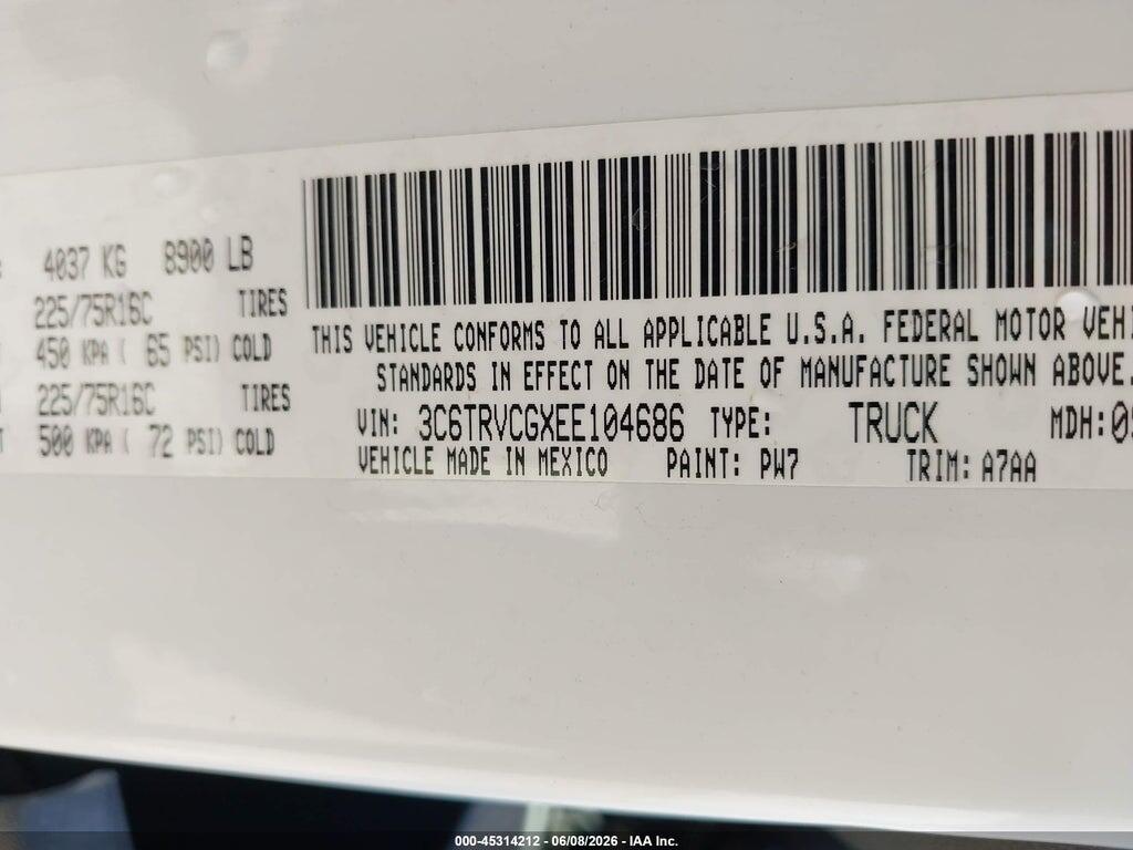 3C6TRVCGXEE104686 2014 RAM PROMASTER 2500 photo no. 9