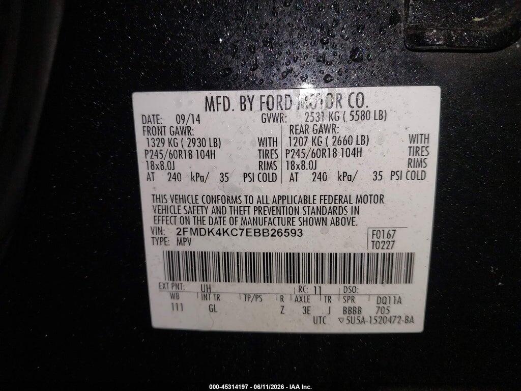 2FMDK4KC7EBB26593 2014 FORD EDGE photo no. 9