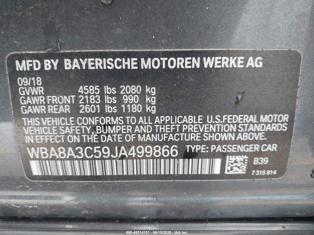 WBA8A3C59JA499866 2018 BMW 320I photo no. 9