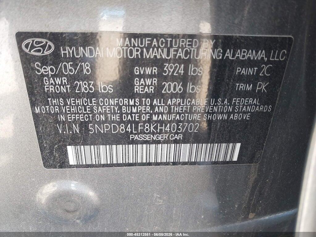 5NPD84LF8KH403702 2019 HYUNDAI ELANTRA photo no. 9
