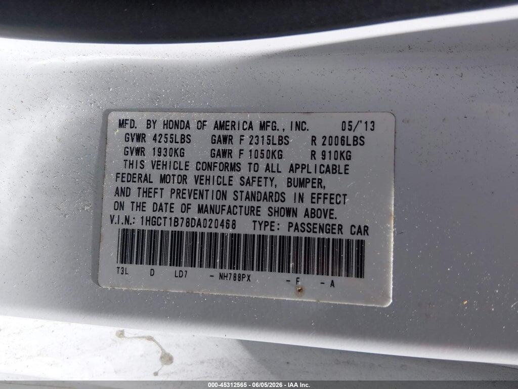 1HGCT1B78DA020468 2013 HONDA ACCORD photo no. 9