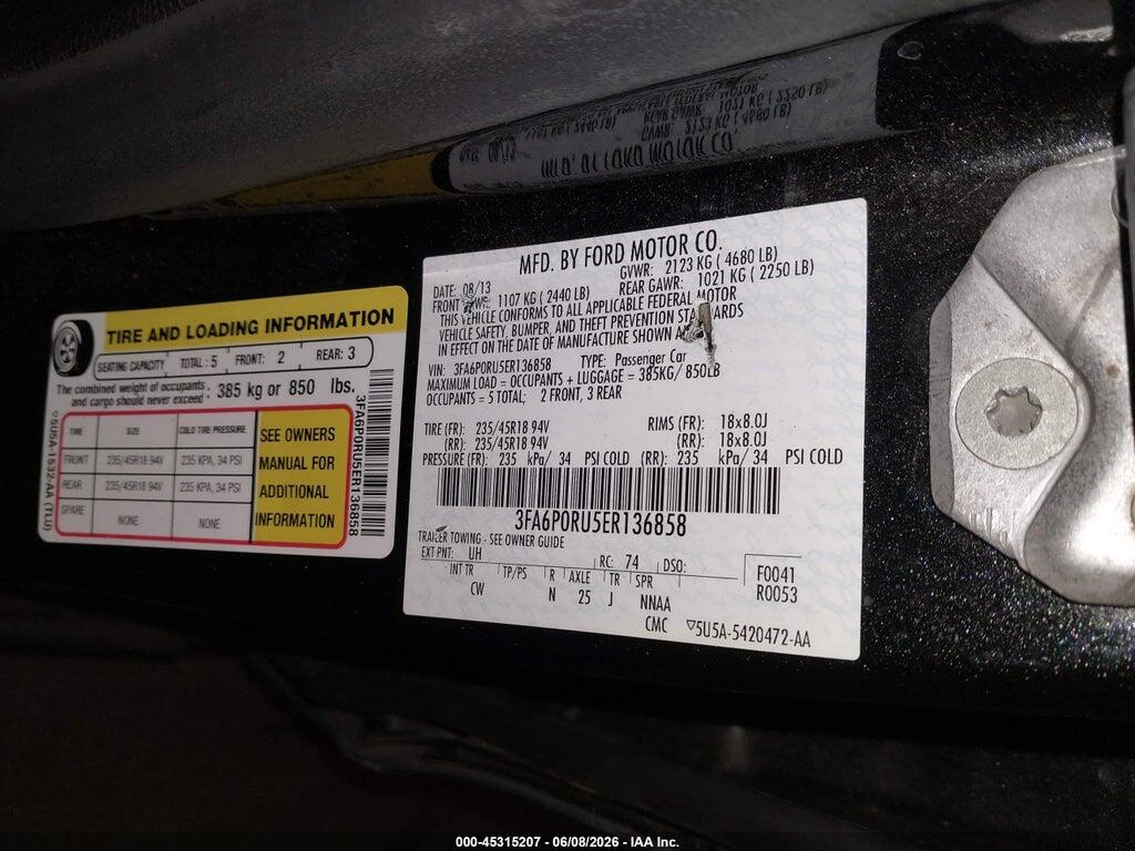 3FA6P0RU5ER136858 2014 FORD FUSION HYBRID photo no. 9