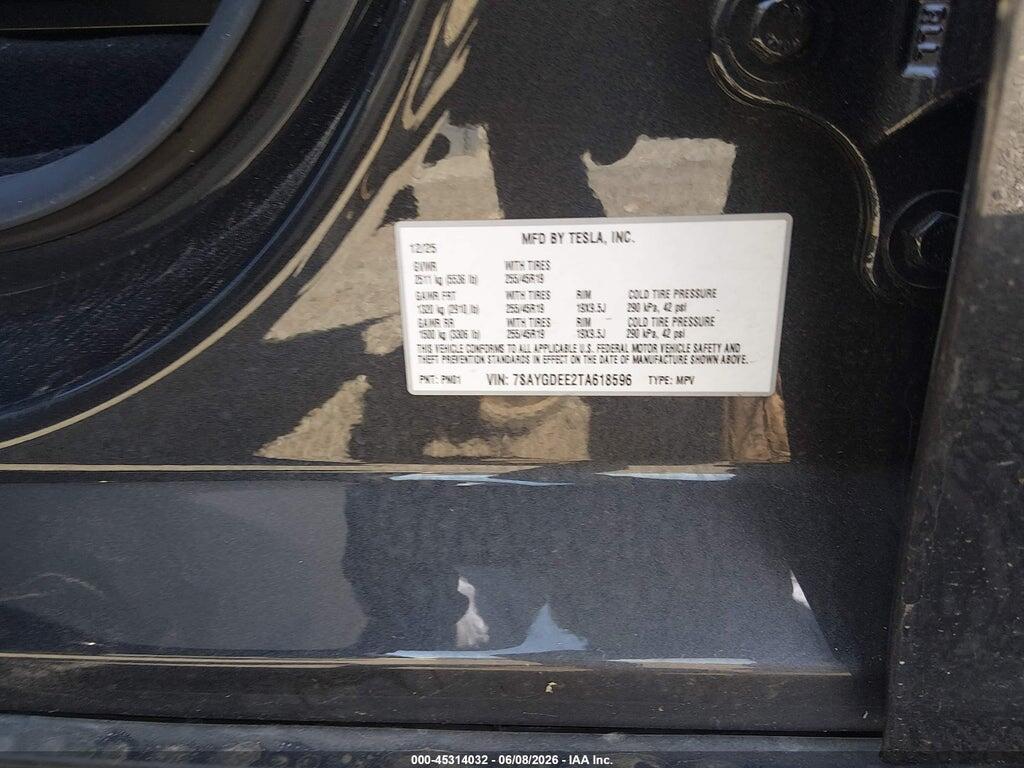 7SAYGDEE2TA618596 2026 TESLA MODEL Y photo no. 9