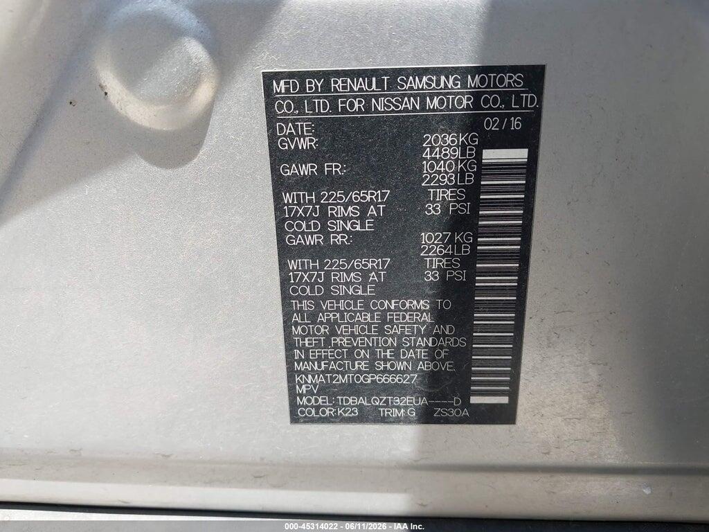KNMAT2MT0GP666627 2016 NISSAN ROGUE photo no. 9