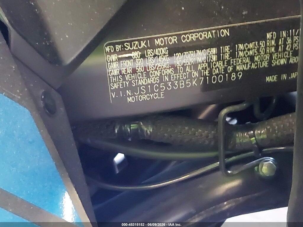 JS1C533B5K7100189 2019 SUZUKI GSX-S750 photo no. 10