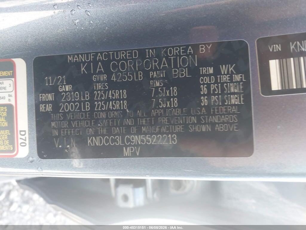 KNDCC3LC9N5522213 2022 KIA NIRO photo no. 9