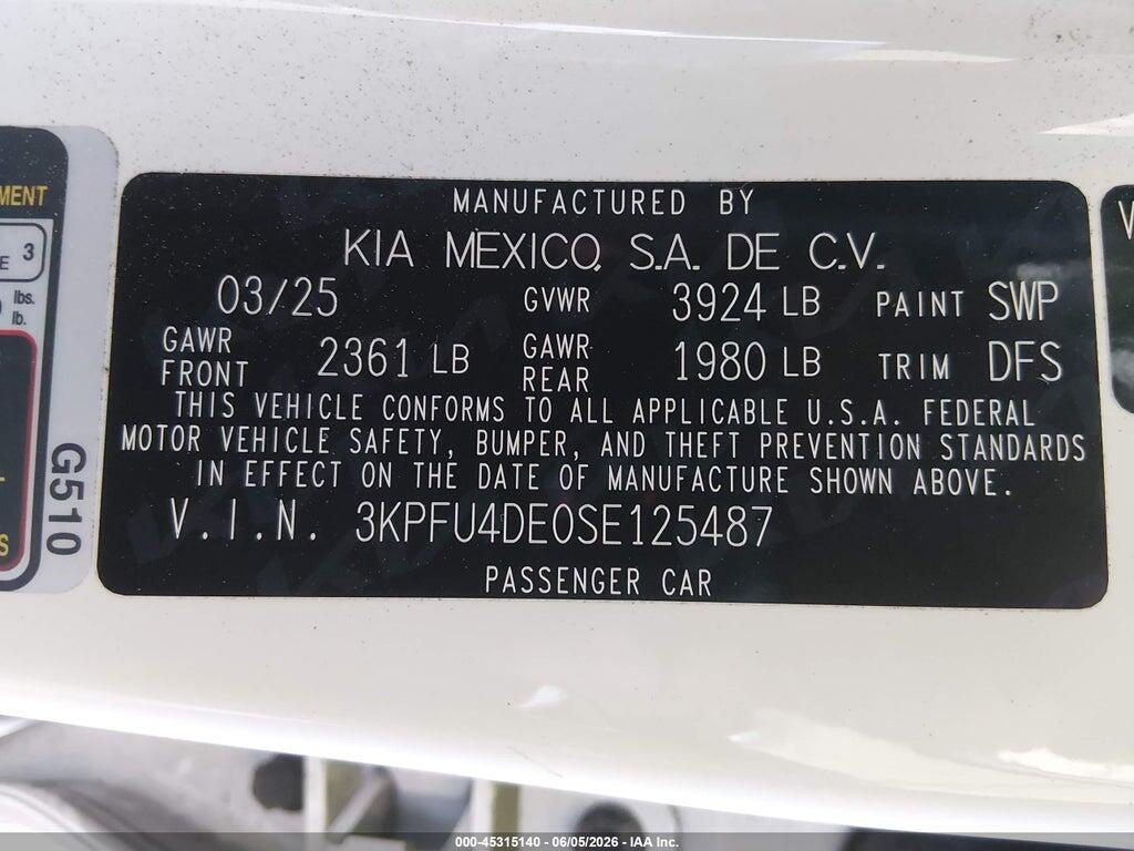 3KPFU4DE0SE125487 2025 KIA K4 photo no. 9