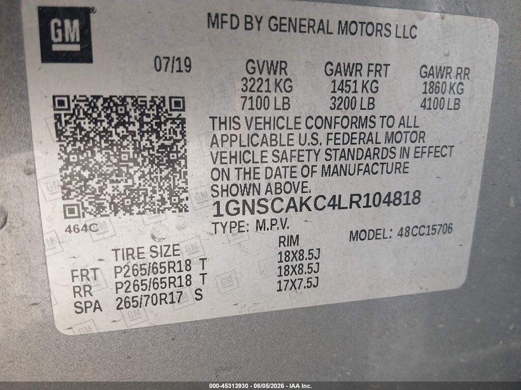1GNSCAKC4LR104818 2020 CHEVROLET TAHOE photo no. 9