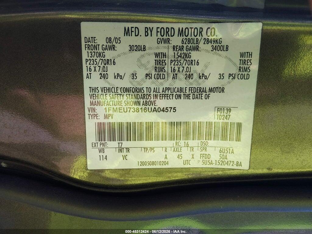1FMEU73816UA04575 2006 FORD EXPLORER photo no. 9