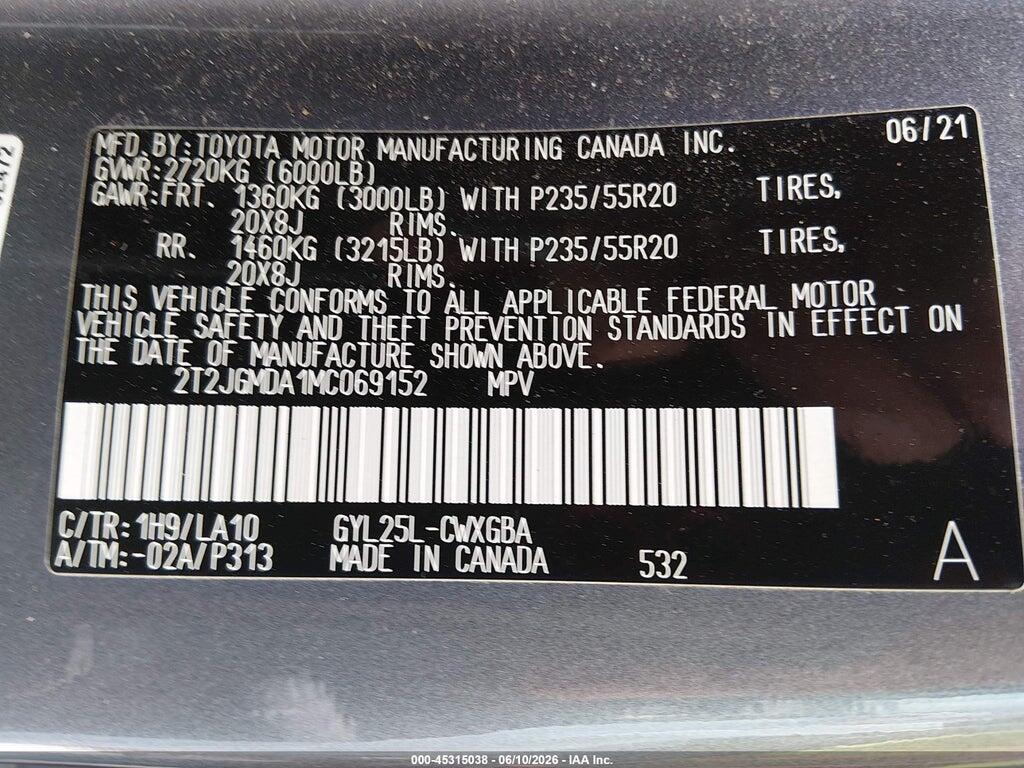 2T2JGMDA1MC069152 2021 LEXUS RX 450H photo no. 9