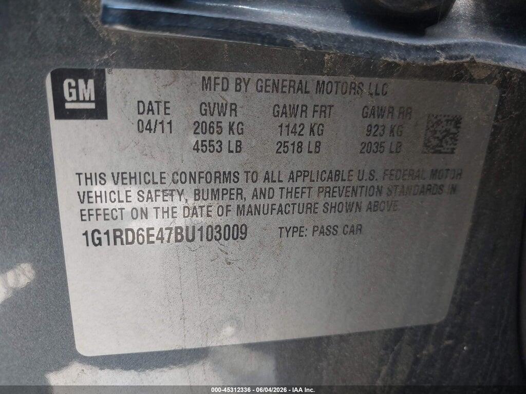 1G1RD6E47BU103009 2011 CHEVROLET VOLT photo no. 9