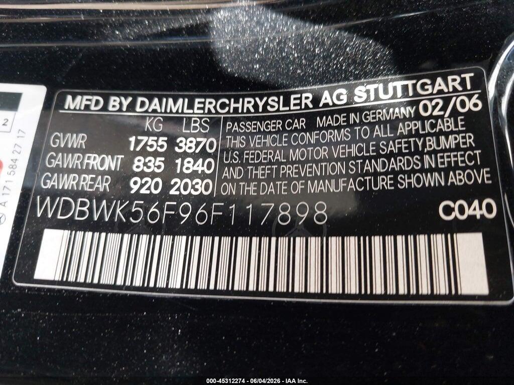 WDBWK56F96F117898 2006 MERCEDES-BENZ SLK 350 photo no. 9