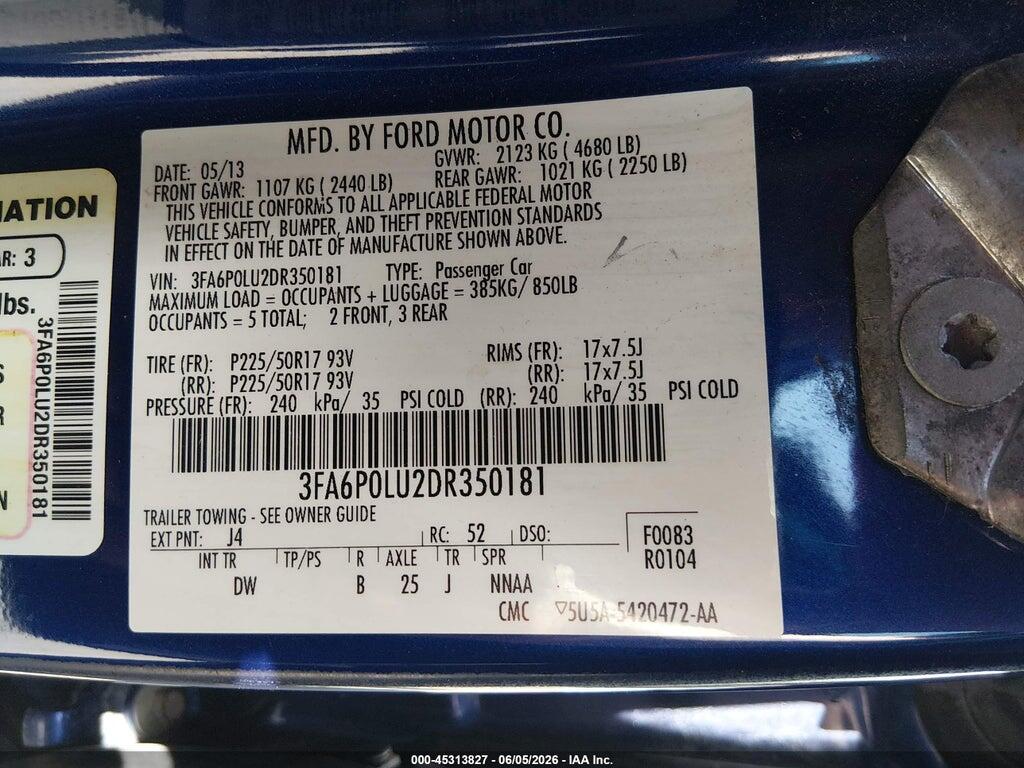 3FA6P0LU2DR350181 2013 FORD FUSION HYBRID photo no. 9
