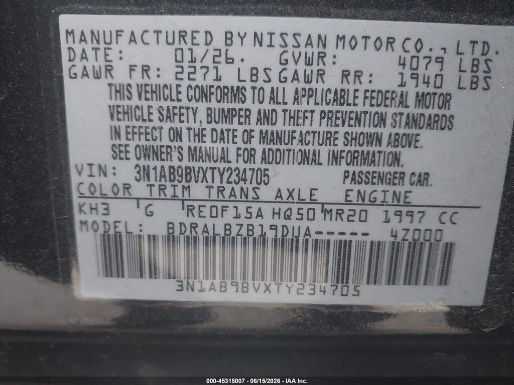 3N1AB9BVXTY234705 2026 NISSAN SENTRA photo no. 9
