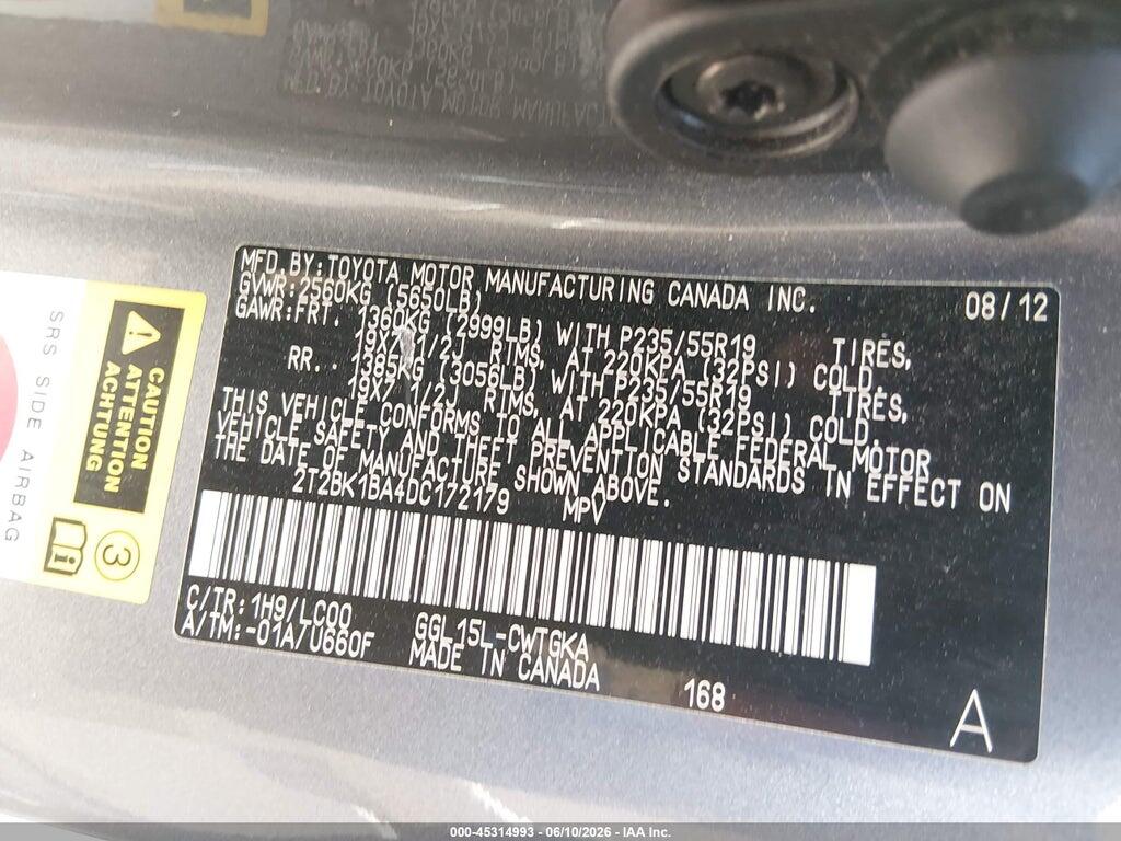 2T2BK1BA4DC172179 2013 LEXUS RX 350 photo no. 9