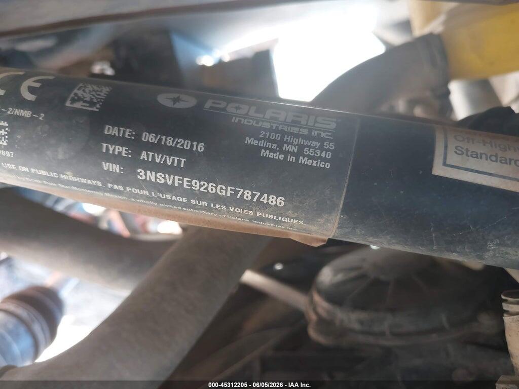 3NSVFE926GF787486 2016 POLARIS RZR photo no. 10