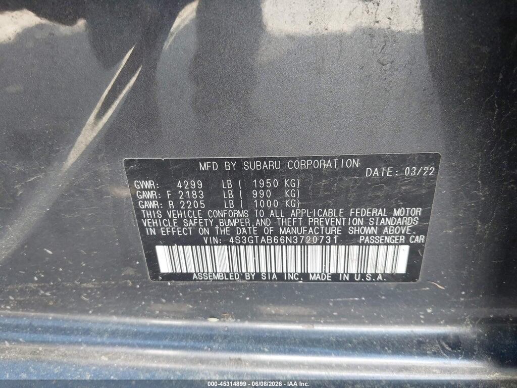 4S3GTAB66N3720731 2022 SUBARU IMPREZA photo no. 9