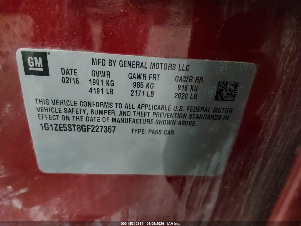 1G1ZE5ST8GF227367 2016 CHEVROLET MALIBU photo no. 9