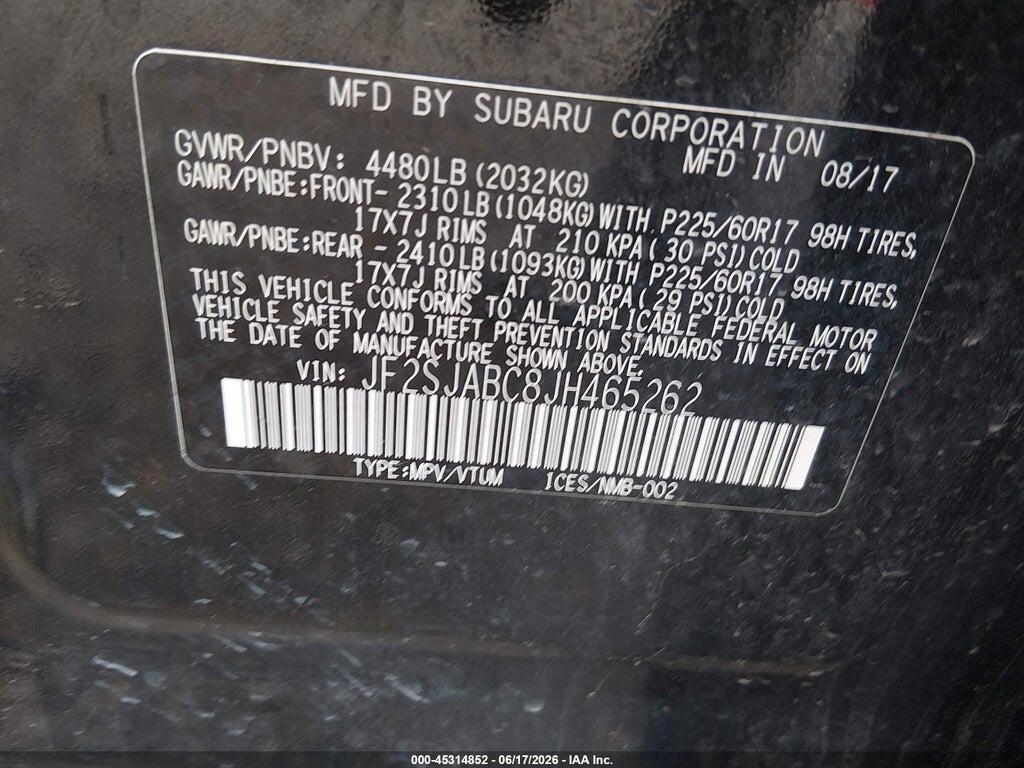 JF2SJABC8JH465262 2018 SUBARU FORESTER photo no. 9