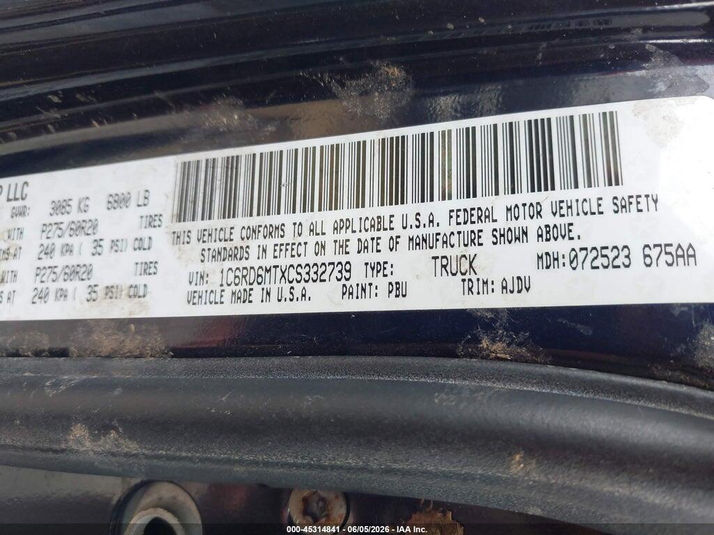 1C6RD6MTXCS332739 2012 RAM 1500 photo no. 9