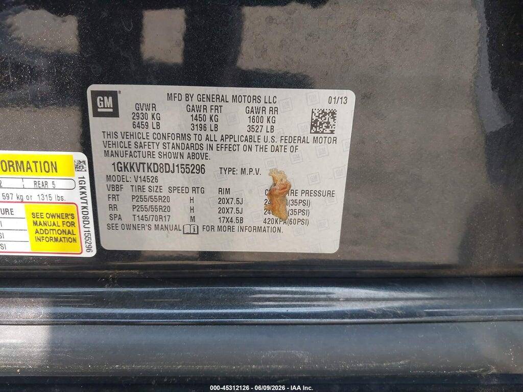 1GKKVTKD8DJ155296 2013 GMC ACADIA photo no. 9