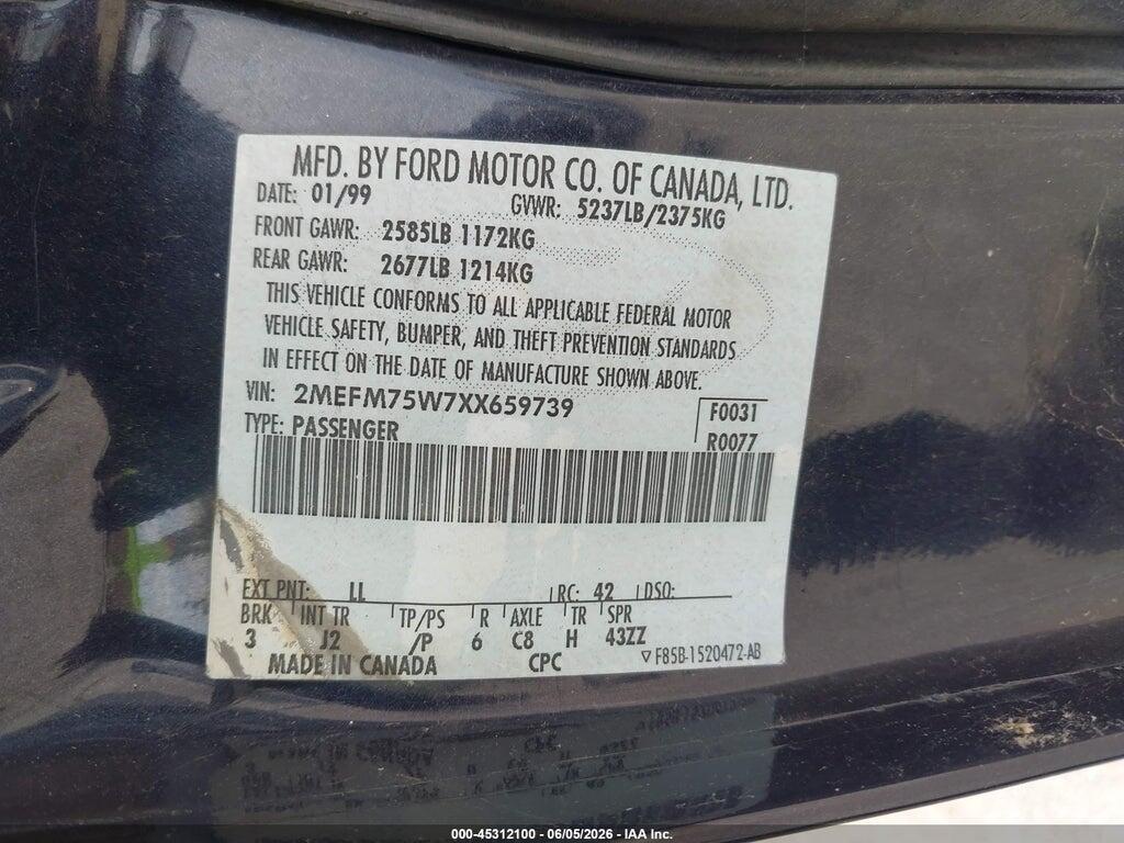 2MEFM75W7XX659739 1999 MERCURY GRAND MARQUIS photo no. 9
